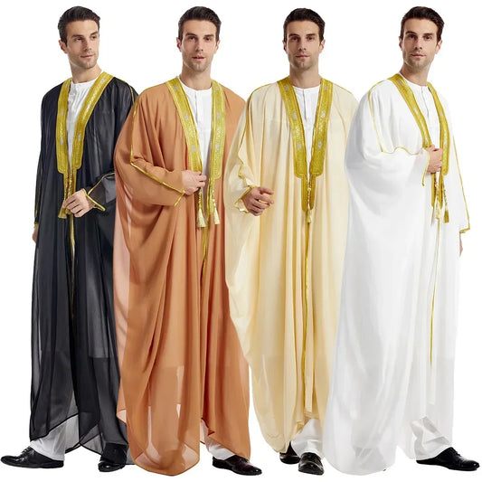 Men Kebaya Open Muslim Kimono Abaya Turkey Arabic Islam Djellaba Homme Robe Musulmane Hombre Ramadan Abayas for Prayer Clothes