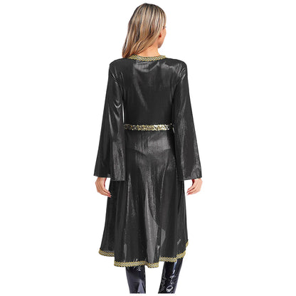 Women Muslim Abaya Dress Thobe Long Sleeve High Waist Embroidery Caftan Dress Islamic Dubai Moroccan Kaftan Fancy Eid Dress